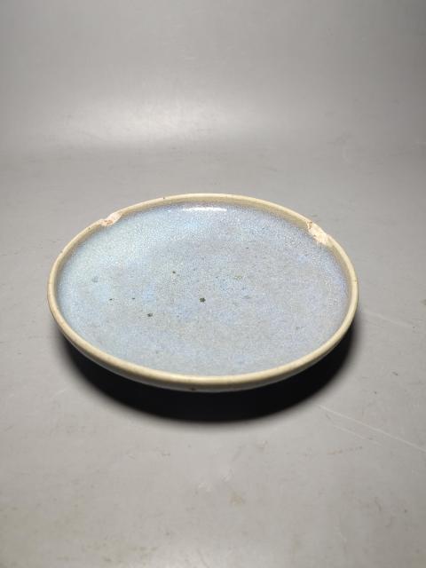 古玩陶瓷金元時期鈞窯天藍雪花釉盤(五大名窯)拍賣,當前價格12000元