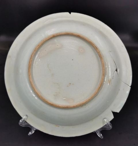 古玩陶瓷樓臺亭閣山水紋青花盤拍賣,當前價格450元