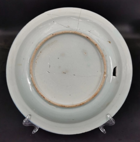 古玩陶瓷樓臺亭閣山水紋青花盤拍賣,當前價格450元