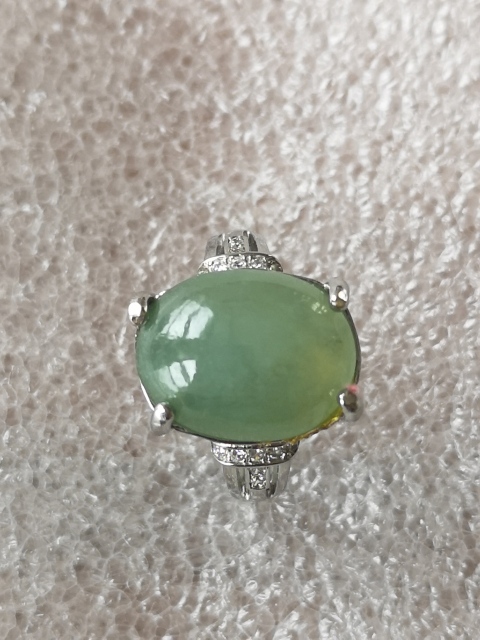 古玩玉器翡翠鑲嵌戒指拍賣,當前價格555元