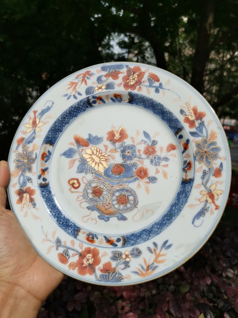 古玩陶瓷【4172】清康熙  青花礬紅描金花卉紋盤拍賣，當前價格999元