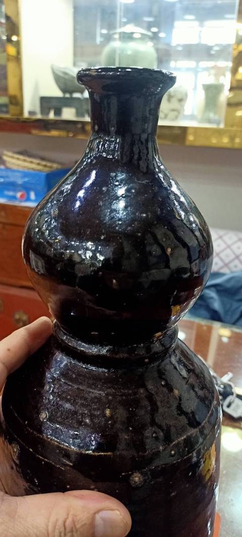 古玩陶瓷放漏明末清初醬釉葫蘆瓶拍賣，當(dāng)前價格5555元