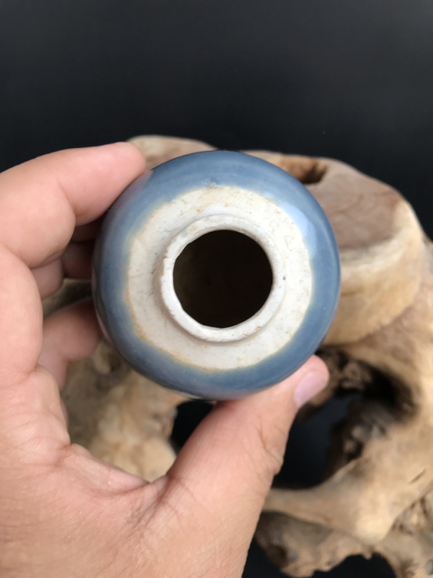 古玩陶瓷清乾隆霽藍釉砂口小蓋罐拍賣，當前價格5000元