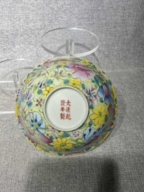 古玩陶瓷清晚期民國精品粉彩百花碗拍賣,當前價格1999元