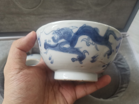 古玩陶瓷康熙龍碗一對（已保真）拍賣，當前價格1999元