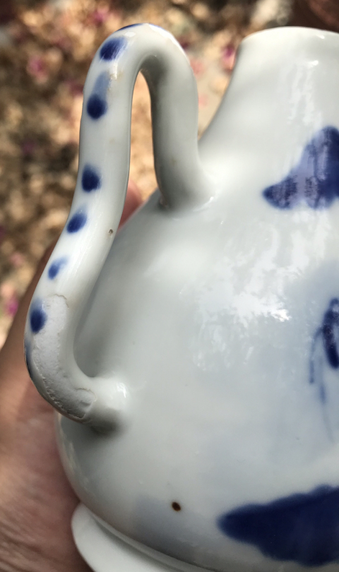 古玩陶瓷晚清青花山水茅屋紋梨形壺拍賣，當前價格2280元