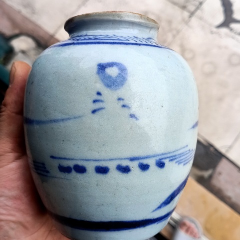 古玩陶瓷清中期青花山水紋罐拍賣,當前價格288元