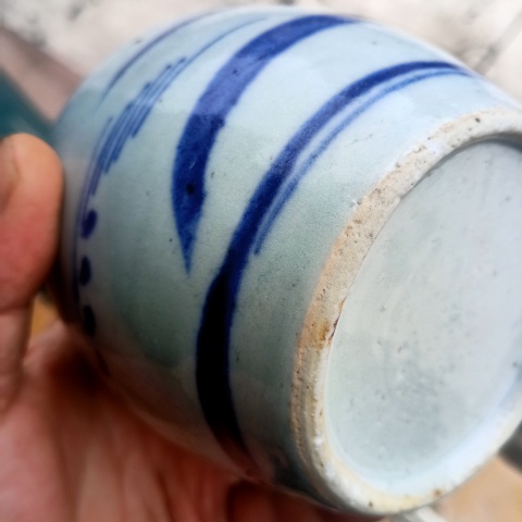 古玩陶瓷清中期青花山水紋罐拍賣,當前價格288元