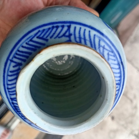 古玩陶瓷清中期青花山水紋罐拍賣,當前價格288元