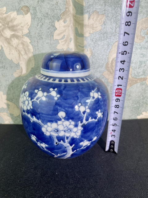古玩陶瓷晚清光緒青花留白冰梅紋蓋罐拍賣，當(dāng)前價(jià)格1688元