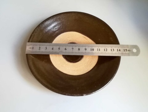 古玩陶瓷元明磁州窯褐釉盤拍賣，當前價格999元