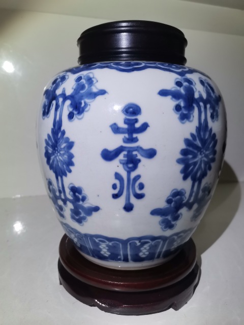 古玩陶瓷青花花間壽蓋罐拍賣,當前價格6666元