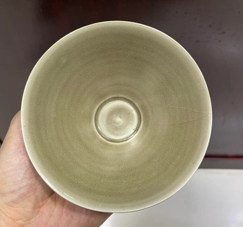 古玩陶瓷宋代,耀州窯,青瓷斗笠盞拍賣,當前價格6666元