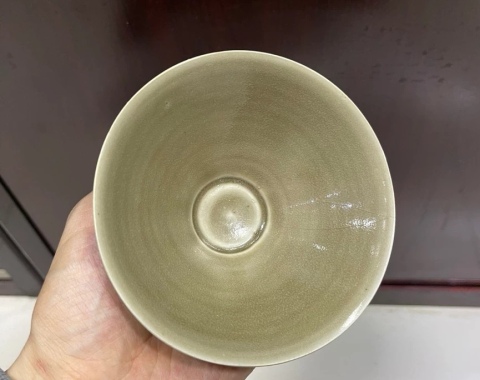 古玩陶瓷宋代,耀州窯,青瓷斗笠盞拍賣,當前價格6666元