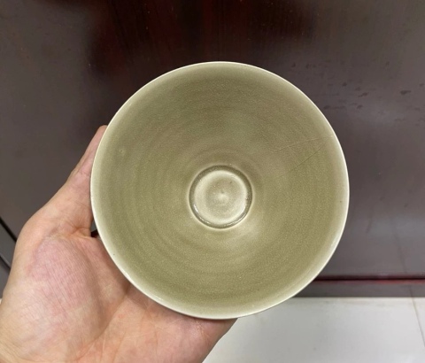 古玩陶瓷宋代,耀州窯,青瓷斗笠盞拍賣,當前價格6666元