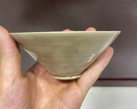 古玩陶瓷宋代,耀州窯,青瓷斗笠盞拍賣,當前價格6666元