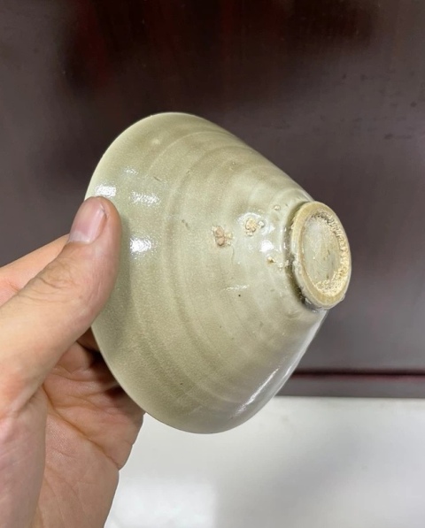 古玩陶瓷宋代,耀州窯,青瓷斗笠盞拍賣,當前價格6666元