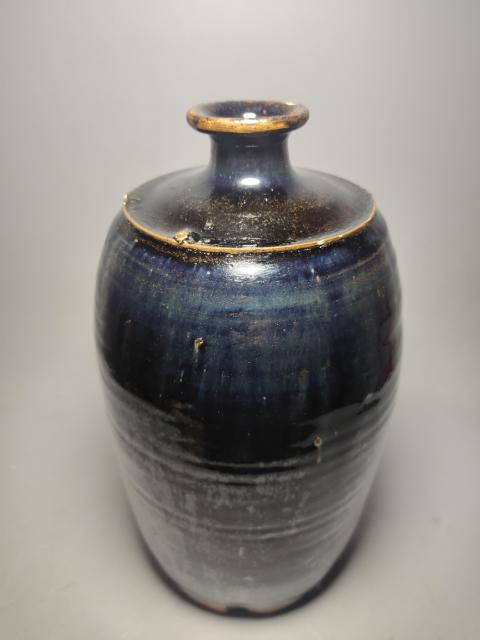 古玩陶瓷元末明初磁州窯黑釉藍毫梅瓶（已保真）2025/11/28拍賣，當前價格388800元