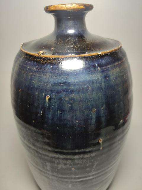 古玩陶瓷元末明初磁州窯黑釉藍毫梅瓶（已保真）2025/11/28拍賣，當前價格388800元