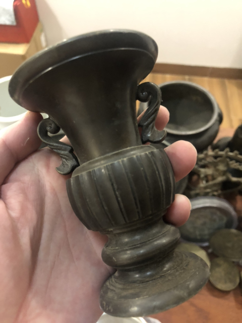 古玩雜項銅花觚拍賣,當前價格600元