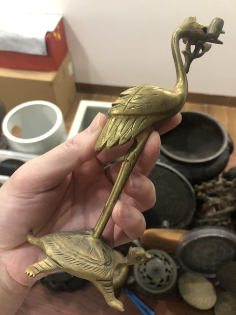 古玩雜項龜鶴齊壽擺件拍賣,當(dāng)前價格500元