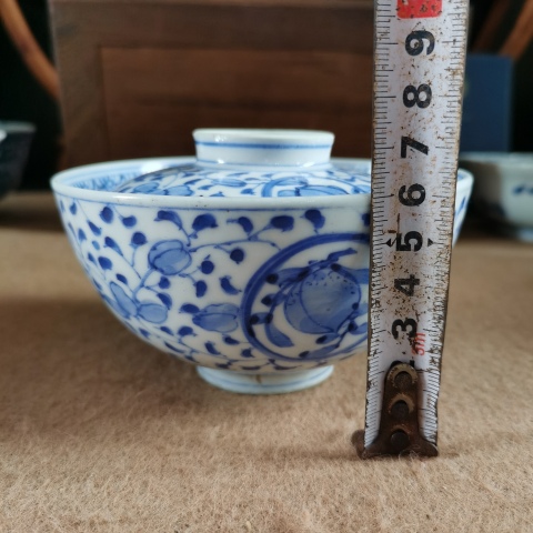 古玩陶瓷【三才茶盞】晚清民國青花蓋碗拍賣，當前價格1999元