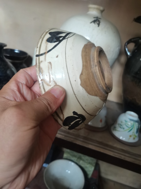 古玩陶瓷元代磁州窯白地黑花撇口碗專家鑒定明代拍賣,當前價格1899元