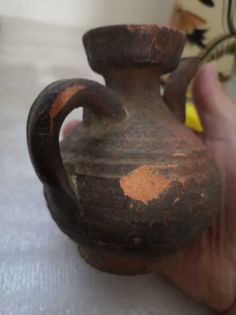古玩陶瓷清代陶小執壺拍賣,當前價格480元