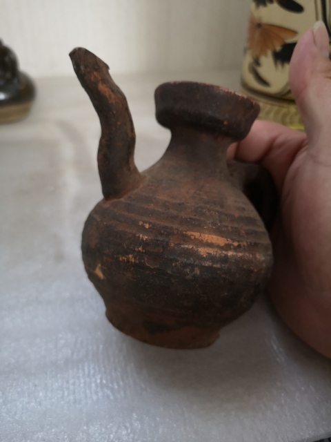 古玩陶瓷清代陶小執壺拍賣,當前價格480元