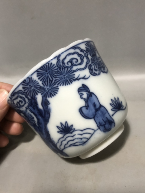 古玩陶瓷民國青花人物杯！喝茶利器！大容量！多多多茶！拍賣，當前價格388元