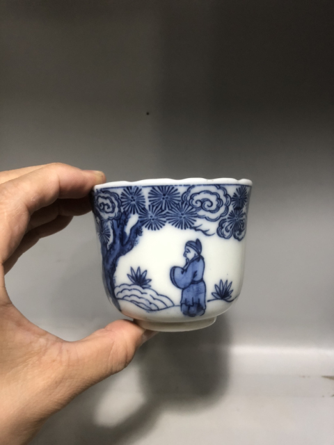 古玩陶瓷民國青花人物杯！喝茶利器！大容量！多多多茶！拍賣，當前價格388元