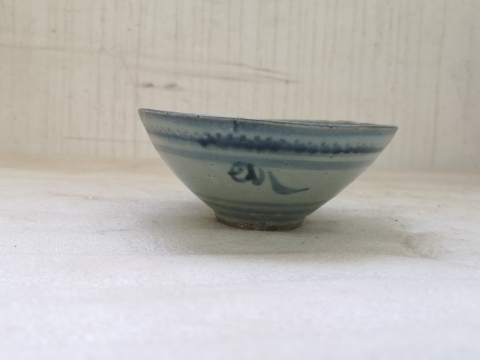 古玩陶瓷青花海螺紋斗笠碗拍賣,當前價格450元