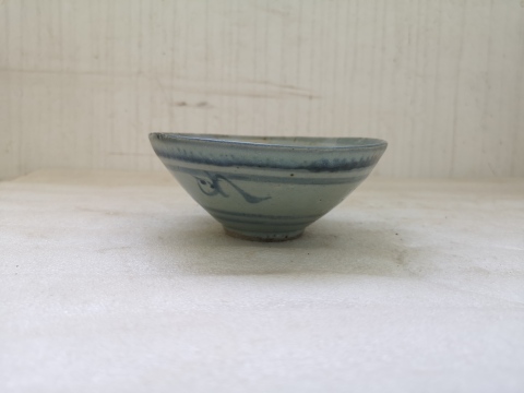 古玩陶瓷青花海螺紋斗笠碗拍賣,當前價格450元