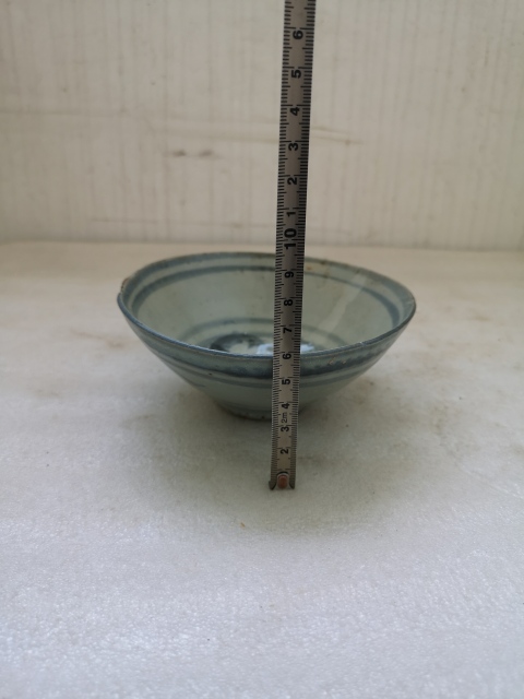 古玩陶瓷青花海螺紋斗笠碗拍賣,當前價格450元