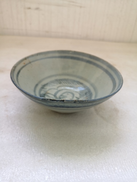 古玩陶瓷青花海螺紋斗笠碗拍賣,當前價格450元
