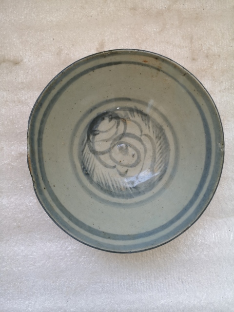 古玩陶瓷青花海螺紋斗笠碗拍賣,當前價格450元