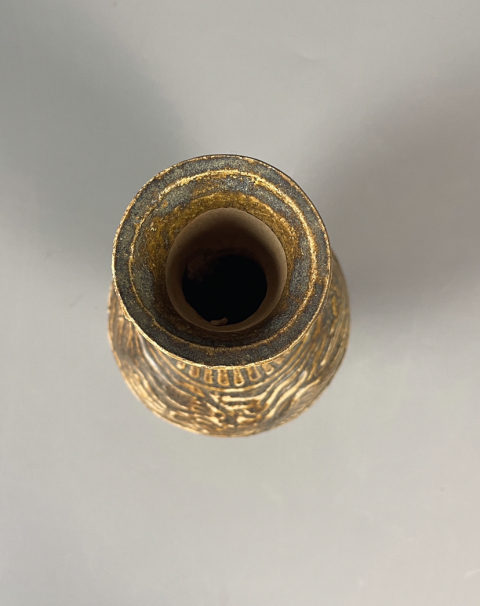 古玩陶瓷宋代·醬釉模印鳳紋瓶真品鑒賞圖