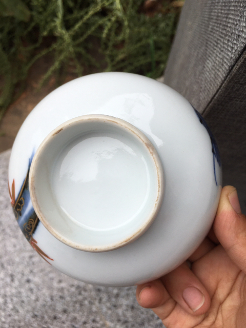 古玩陶瓷清末民初《松鶴》青花礬紅描金蓋碗拍賣,當前價格299元