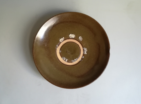 古玩陶瓷明代磁州窯茶葉末釉盤拍賣，當前價格999元