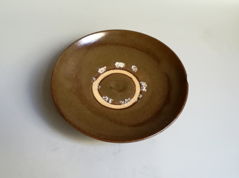 古玩陶瓷明代磁州窯茶葉末釉盤拍賣，當前價格999元