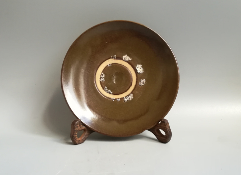 古玩陶瓷明代磁州窯茶葉末釉盤拍賣，當前價格999元