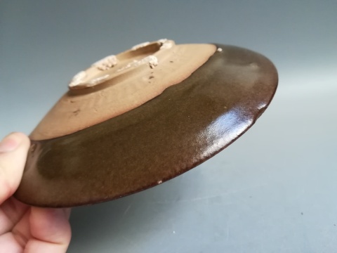 古玩陶瓷明代磁州窯茶葉末釉盤拍賣，當前價格999元