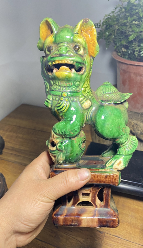 古玩陶瓷三彩獅子擺件一對拍賣,當前價格3000元