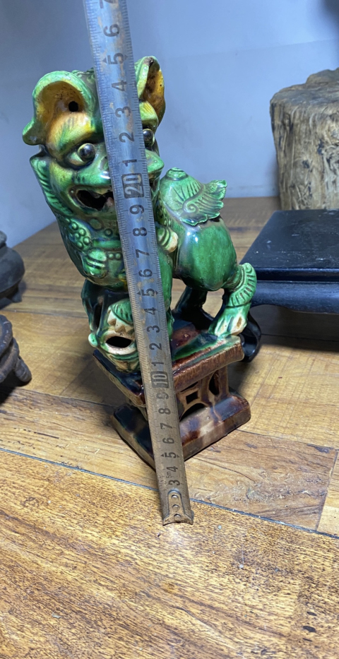 古玩陶瓷三彩獅子擺件一對拍賣,當前價格3000元