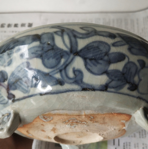 古玩陶瓷青花花卉紋三足洗式爐拍賣，當(dāng)前價格23000元