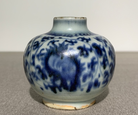 古玩陶瓷明中期花卉紋青花水盂拍賣,當前價格4800元