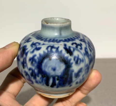 古玩陶瓷明中期花卉紋青花水盂拍賣,當前價格4800元