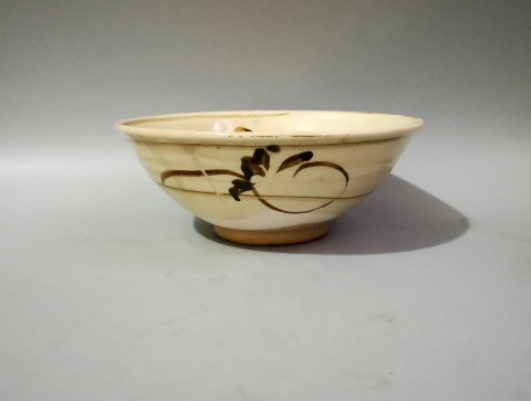 古玩陶瓷明代磁州窯白底黑花碗拍賣，當前價格999元