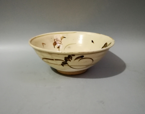 古玩陶瓷明代磁州窯白底黑花碗拍賣，當前價格999元