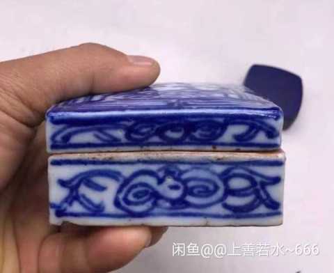 古玩陶瓷清中晚大號青花印泥盒拍賣,當前價格1280元